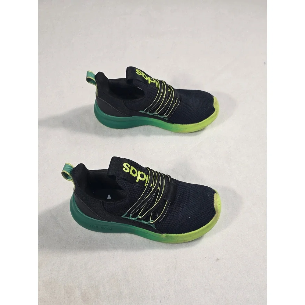 Adidas Cloudfoam Lite Racer Kids Sneakers Black Neon Green US 1 Youth